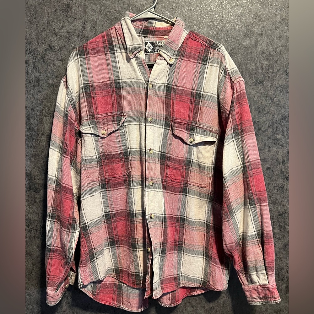 Vintage Red and White Flannel Shirt